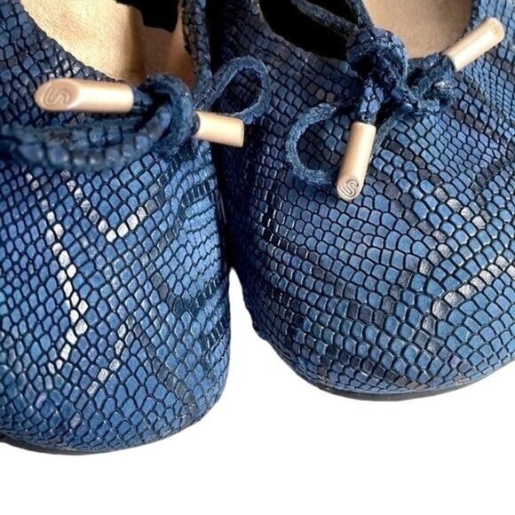 Sabrinas Blue Leather Snakeskin Ballet Comfort Flats Shoes Slip-On Size 38 - Picture 3 of 11